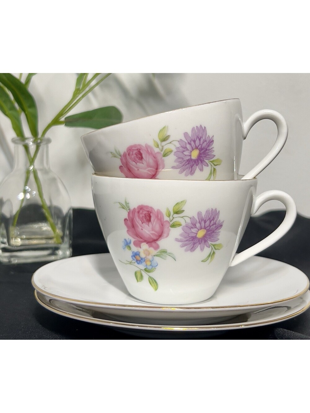 2 Rare Vintage Seltmann Weiden Bavaria Isolde Cups & Saucers Western Germany